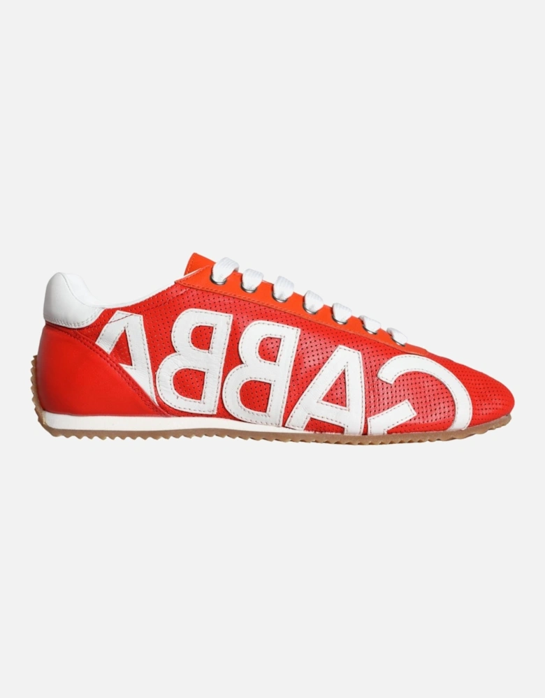 Red White Leather Logo Casual Sneakers Shoes Women - Multicolor