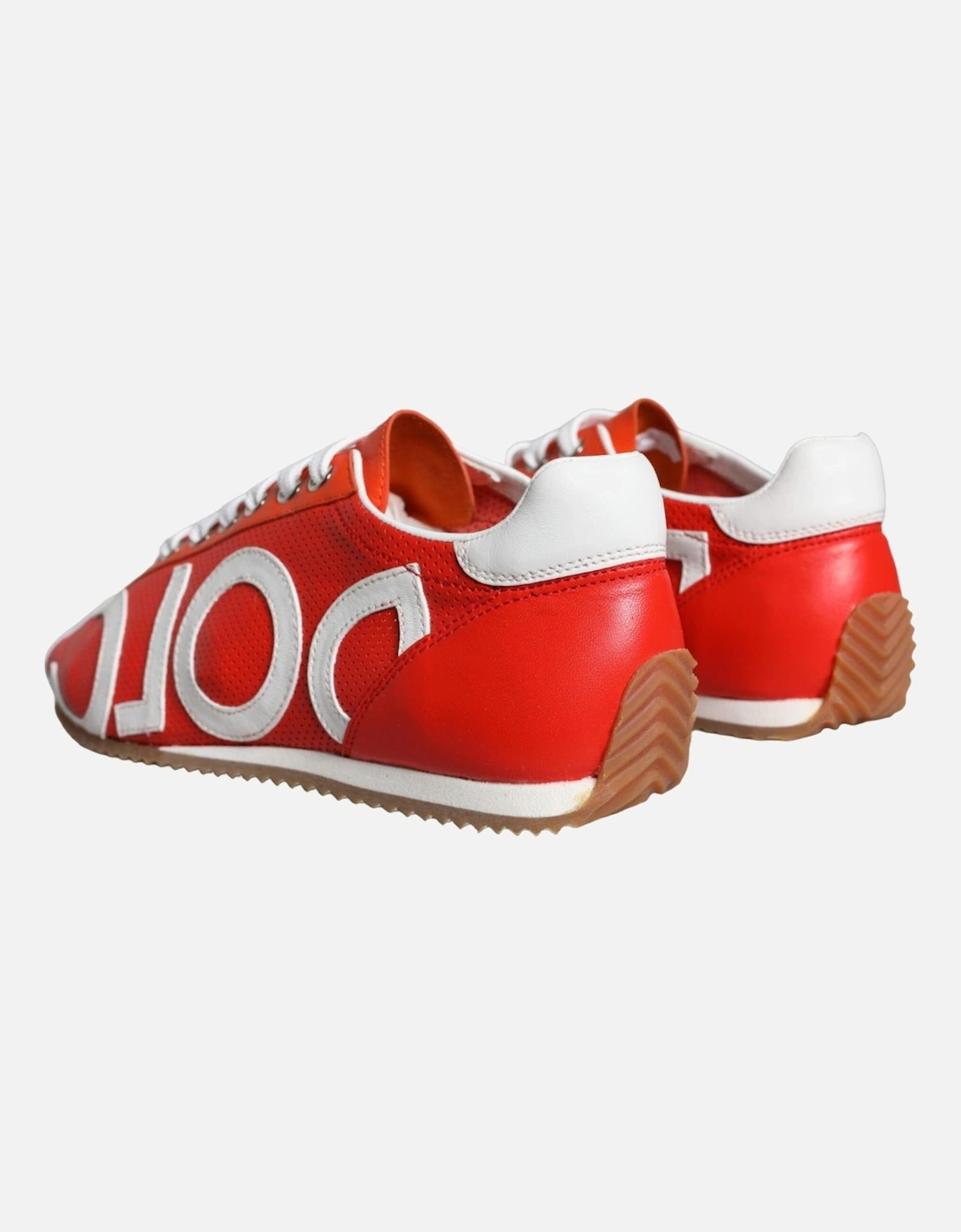 Red White Leather Logo Casual Sneakers Shoes Women - Multicolor