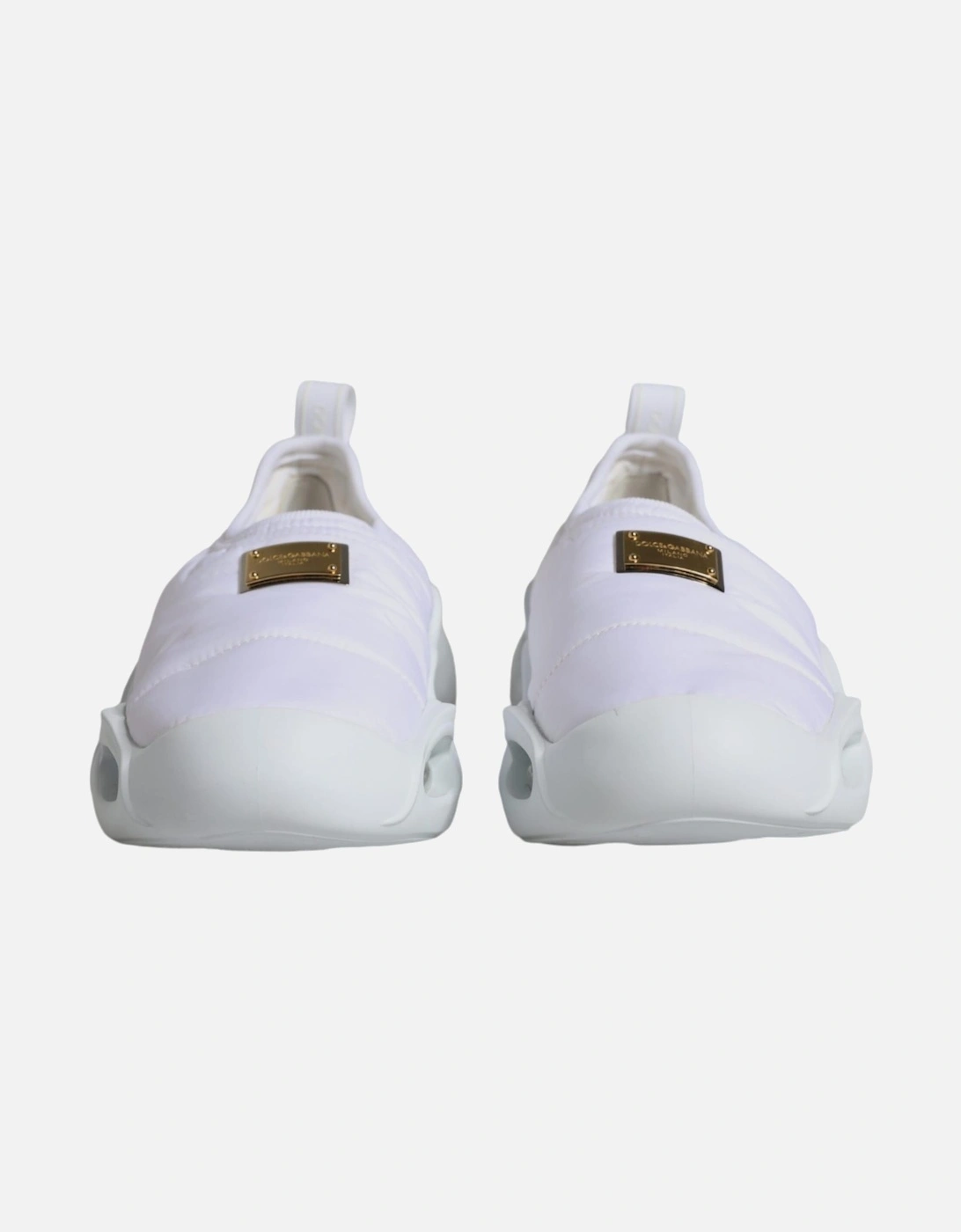 White Padded Fabric Low Top Sneakers Shoes Women