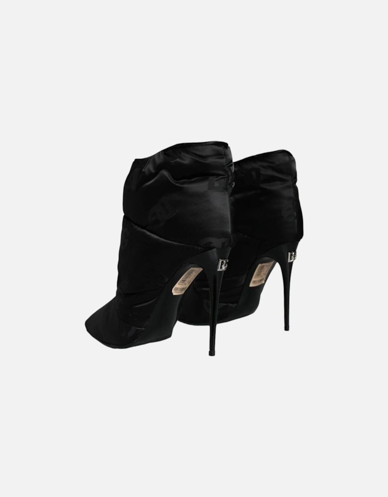 Black DG Logo Padded Heels Ankle Boots Shoes Women