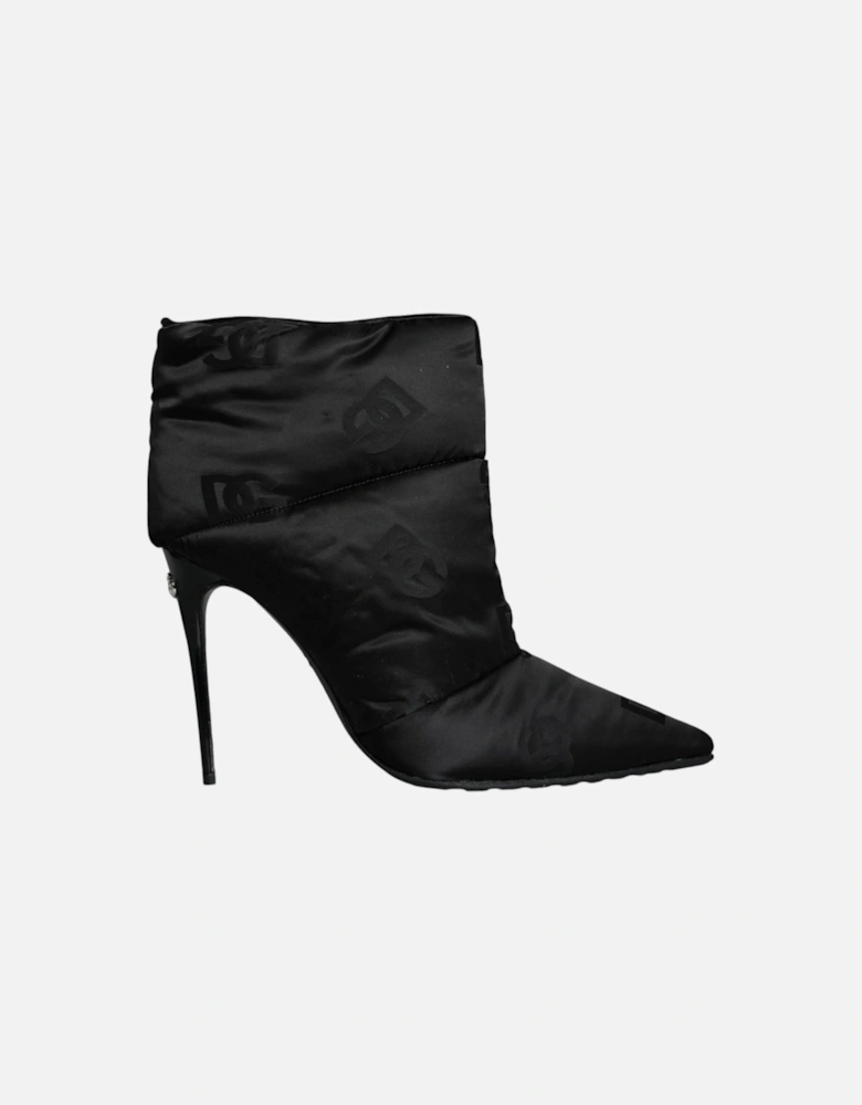 Black DG Logo Padded Heels Ankle Boots Shoes Women