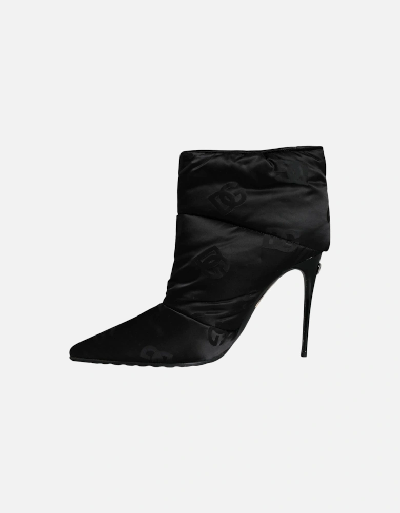 Black DG Logo Padded Heels Ankle Boots Shoes Women