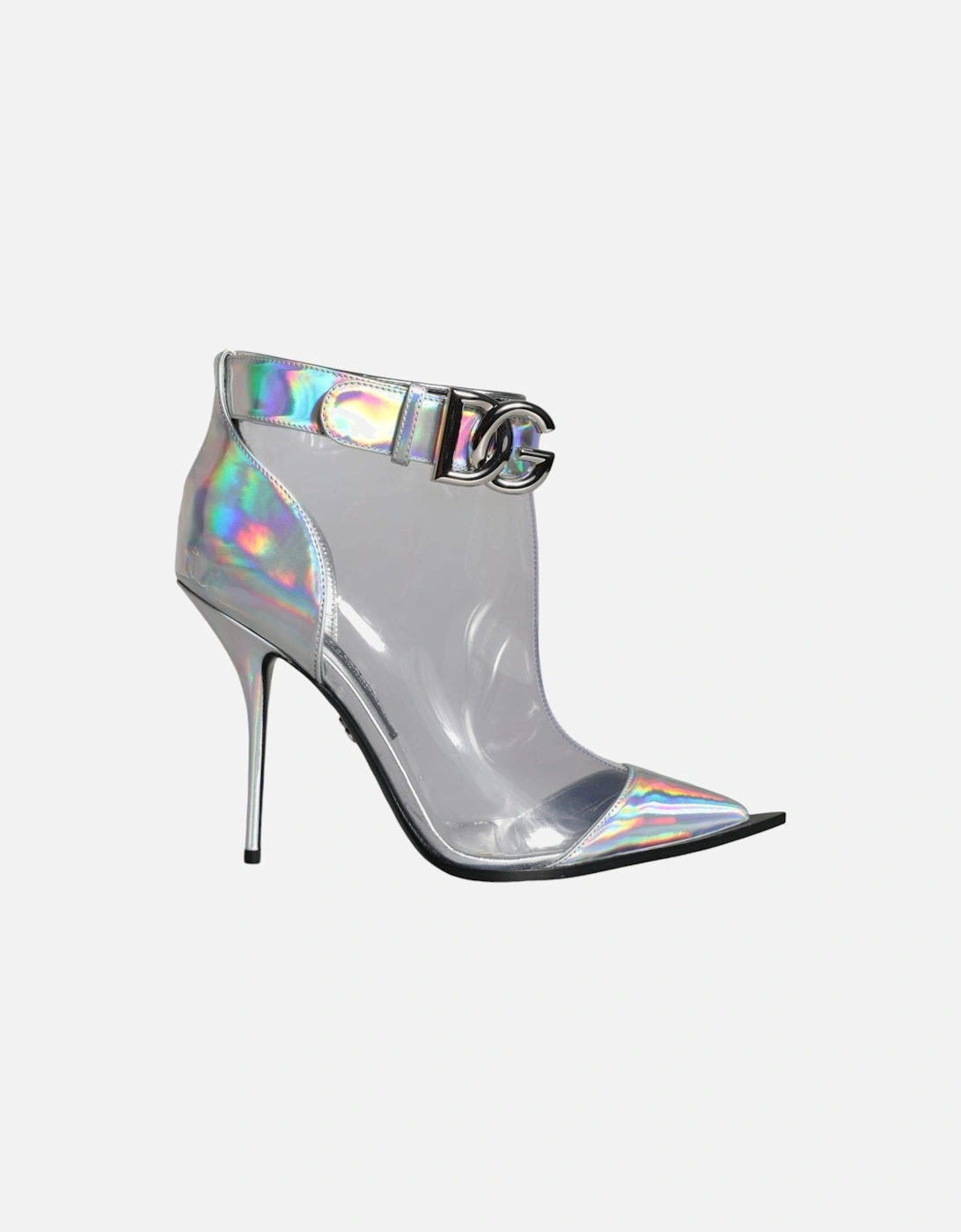 Iridescent PVC and Leather Ankle Boots Women - Silver, 7 of 6