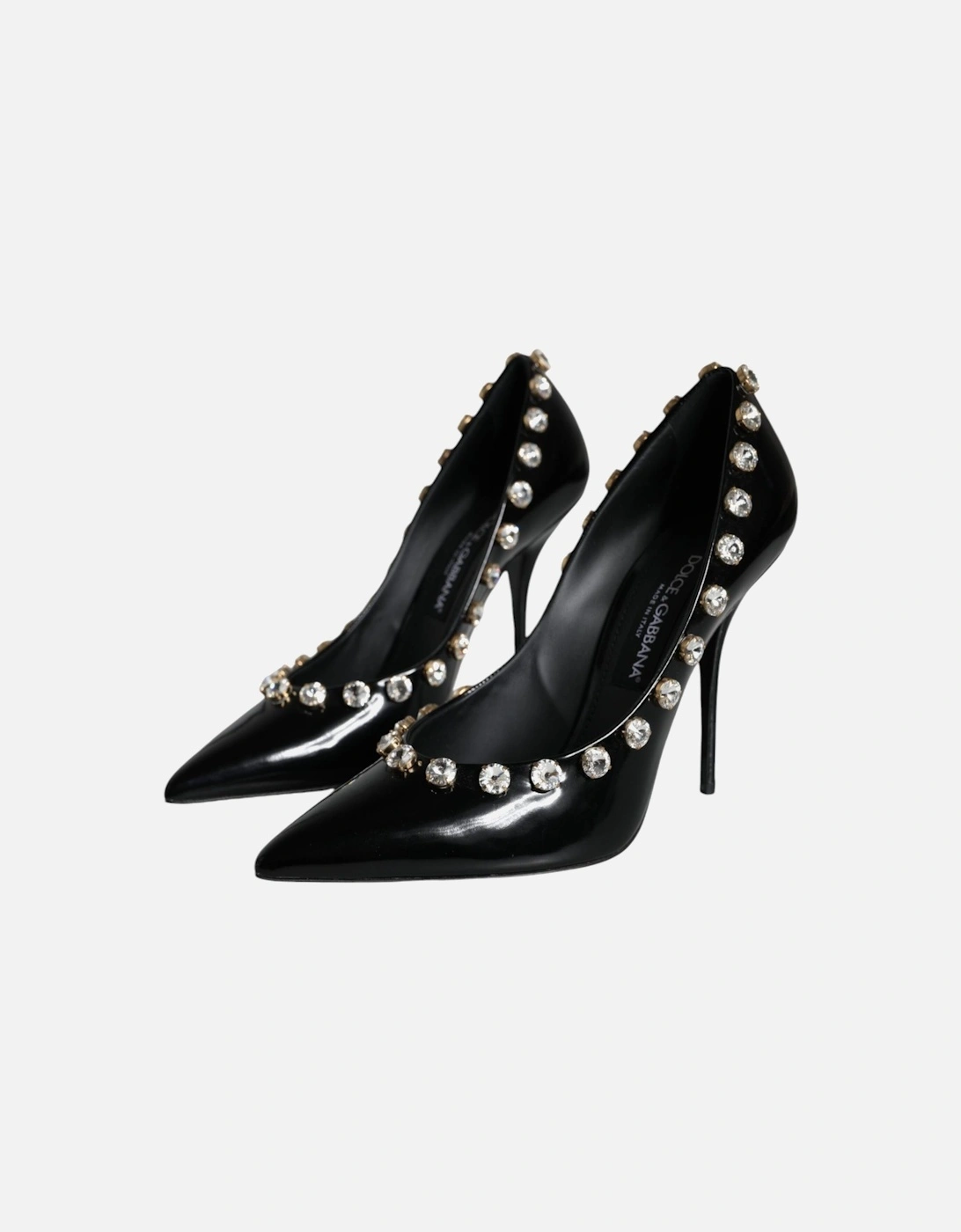 Black Crystals Leather High Heels Pumps Shoes Women