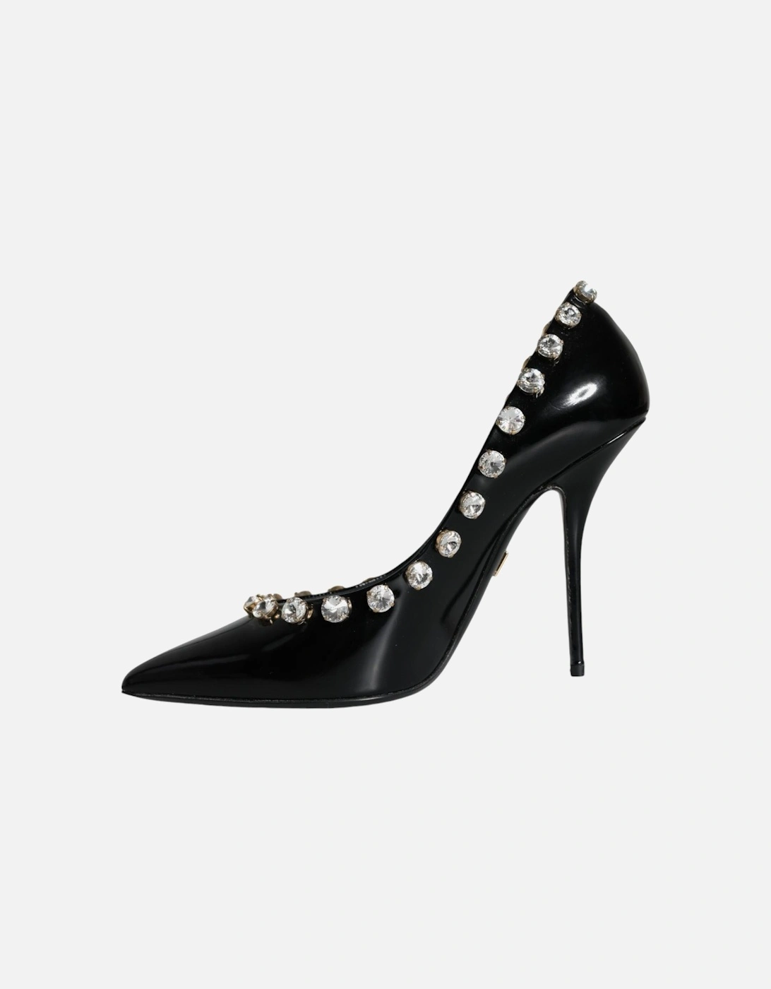 Black Crystals Leather High Heels Pumps Shoes Women