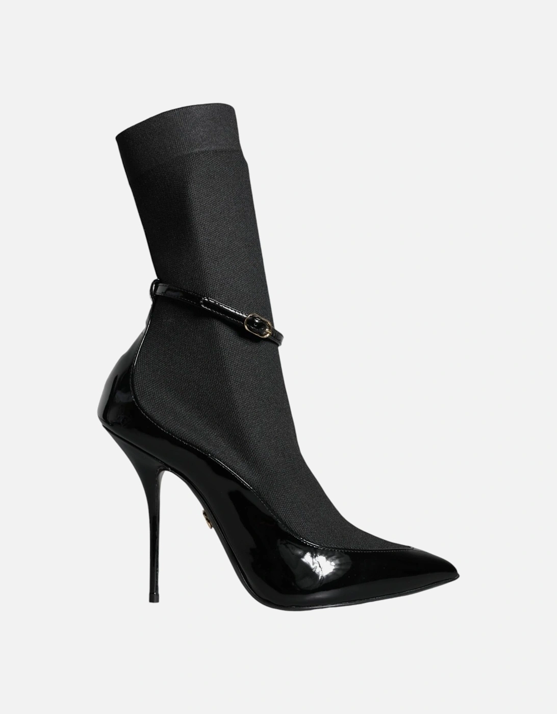 Patent Leather Socks Ankle Boots with Buckle Closure Women - Black, 7 of 6