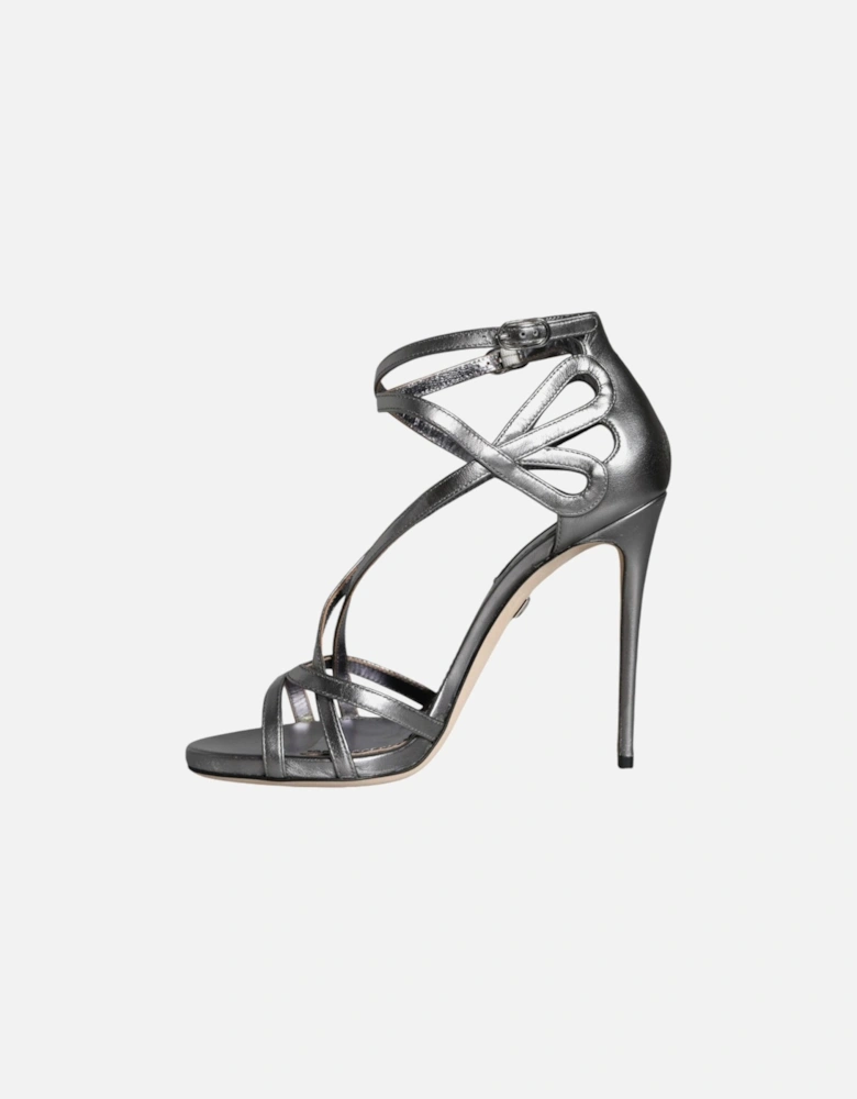 Silver Keira Leather Heels Sandals Shoes Women