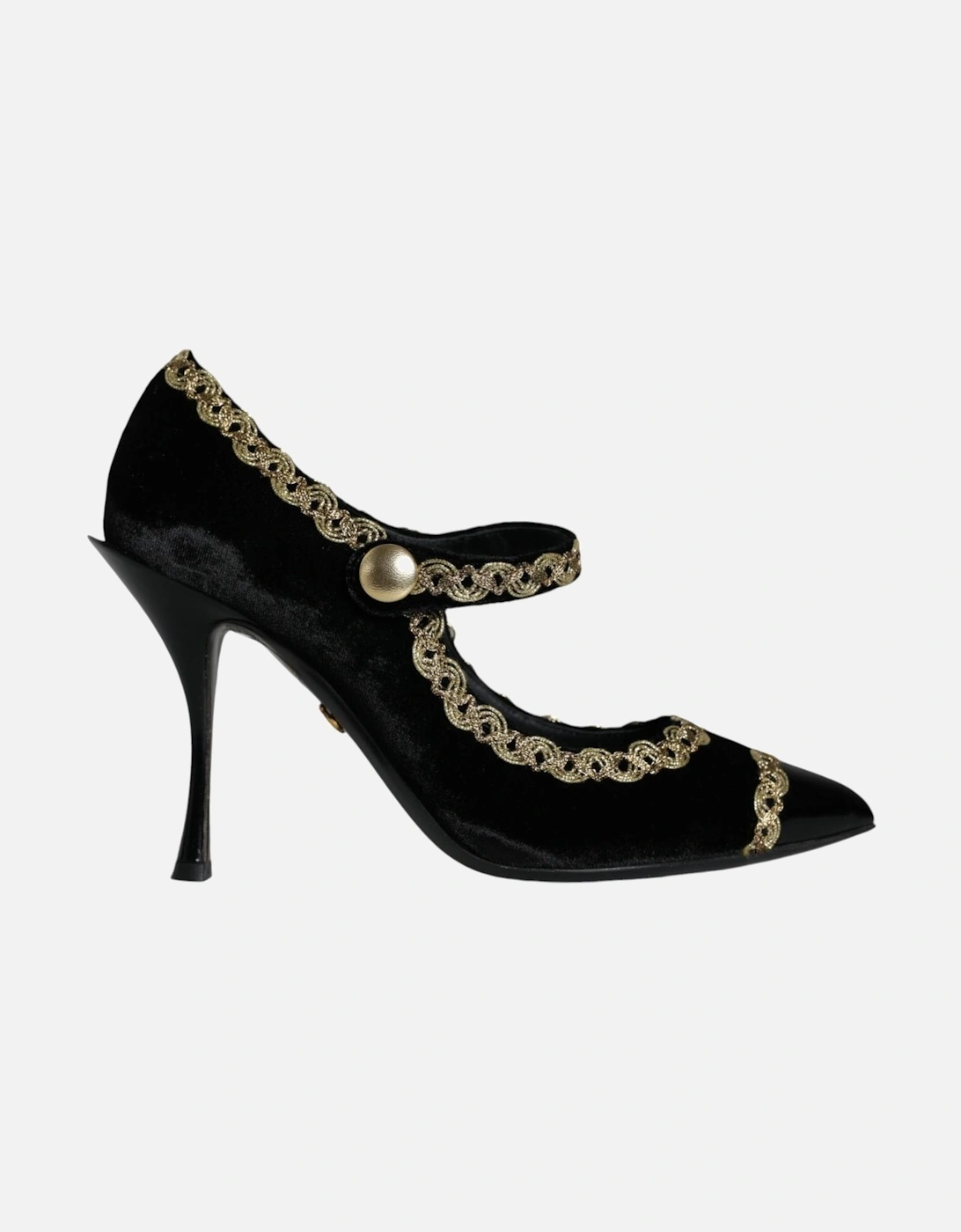 Black Mary Janes Velvet Gold Pumps Shoes Women - Gold Black, 7 of 6