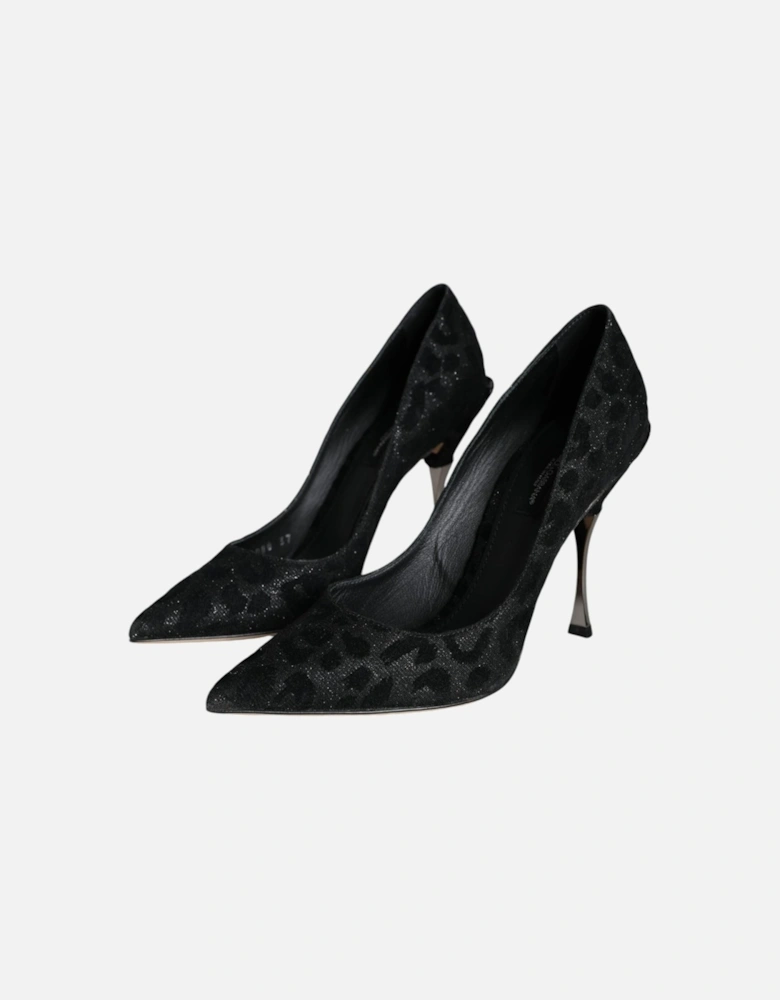 Black Leopard Lurex High Heels Pumps Shoes Women