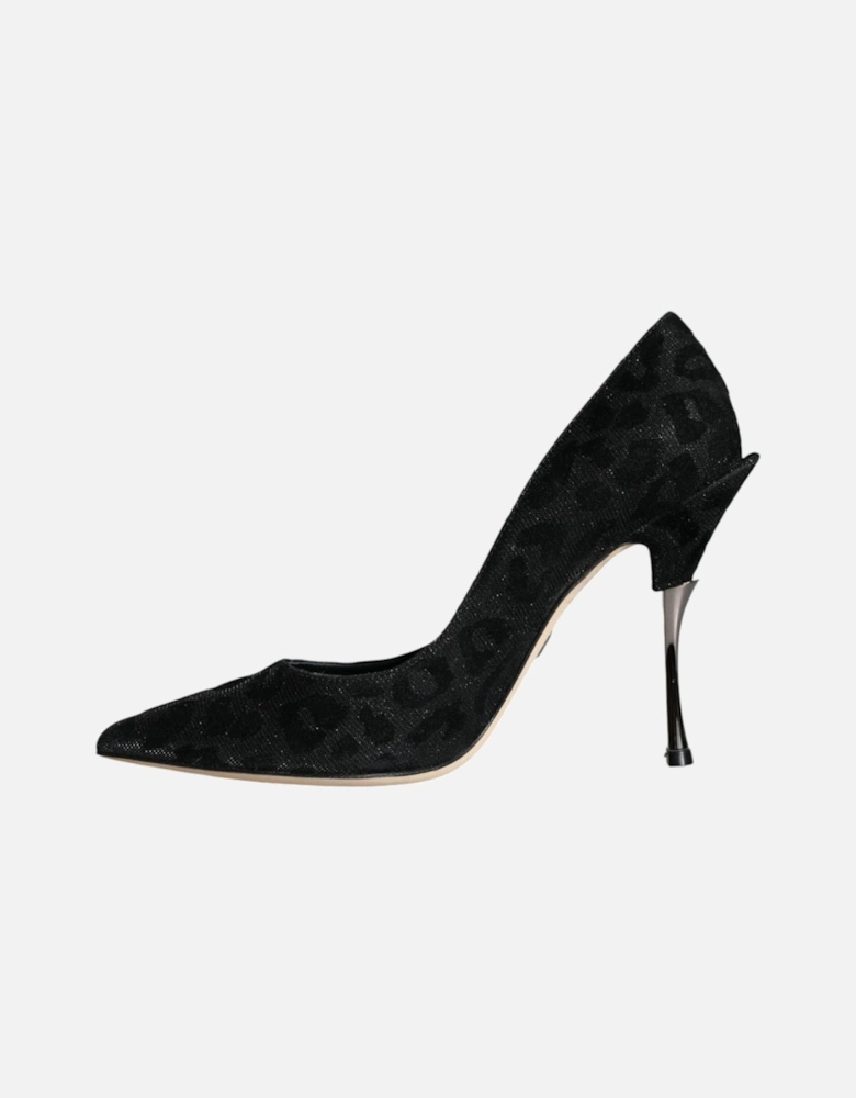 Black Leopard Lurex High Heels Pumps Shoes Women