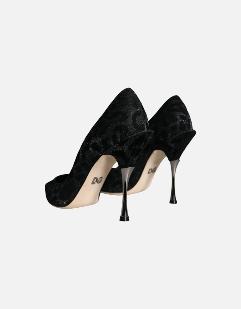 Black Leopard Lurex High Heels Pumps Shoes Women