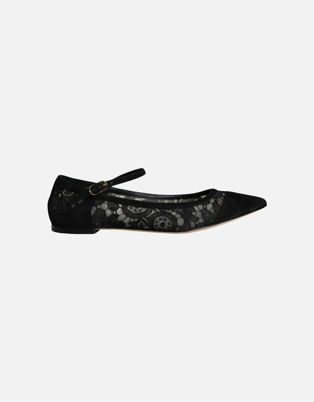 Lace Flats with Buckle Closure and Leather Sole Women - Black, 7 of 6