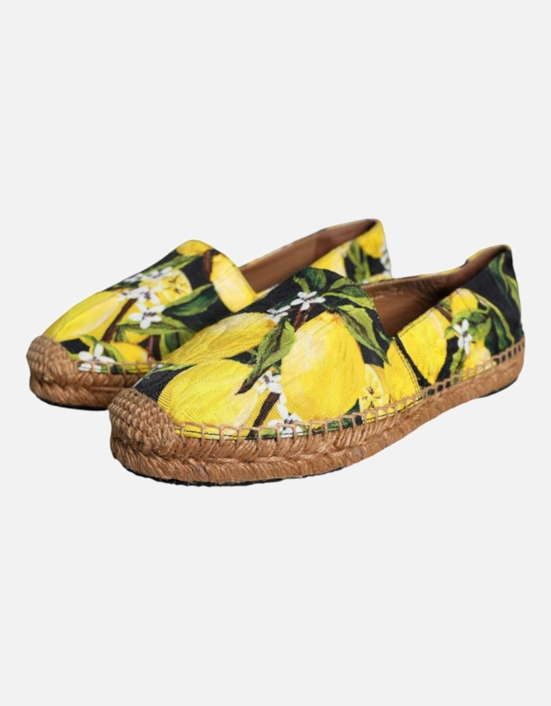Lemon Print Espadrille Shoes with Rubber Sole Women - Multicolor Flats