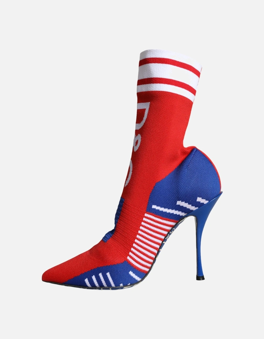 Red Blue Stretch Sock Style Ankle Boots Logo Shoes Women - Multicolor