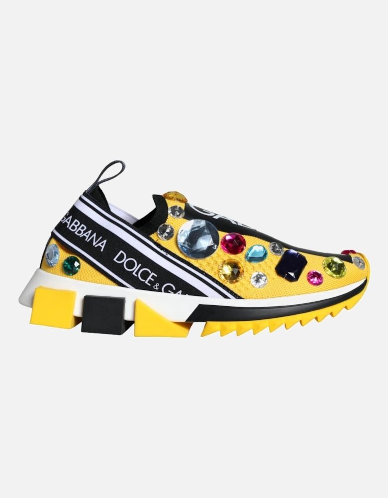 Yellow Sorrento Crystals Sneakers Womens Shoes