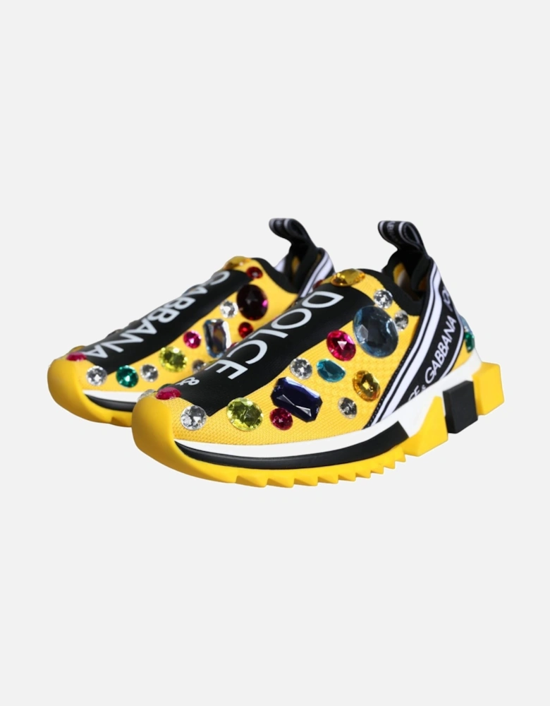 Yellow Sorrento Crystals Sneakers Womens Shoes