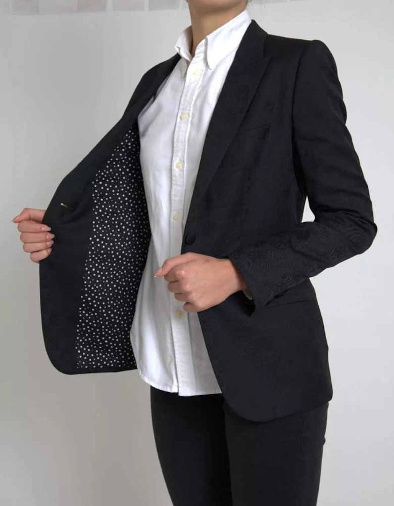 Single Breasted Wool Coat with Button Closure Women - Black Suits
