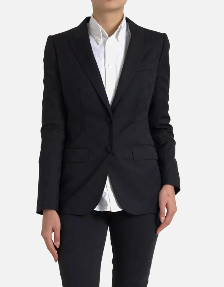 Single Breasted Wool Coat with Button Closure Women - Black Suits