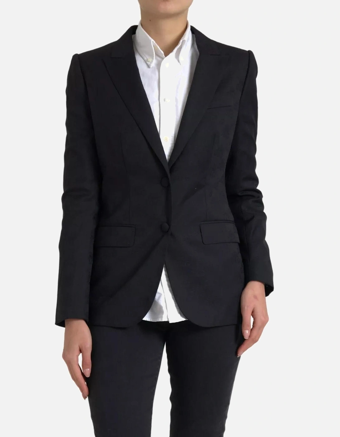 Single Breasted Wool Coat with Button Closure Women - Black Suits, 7 of 6