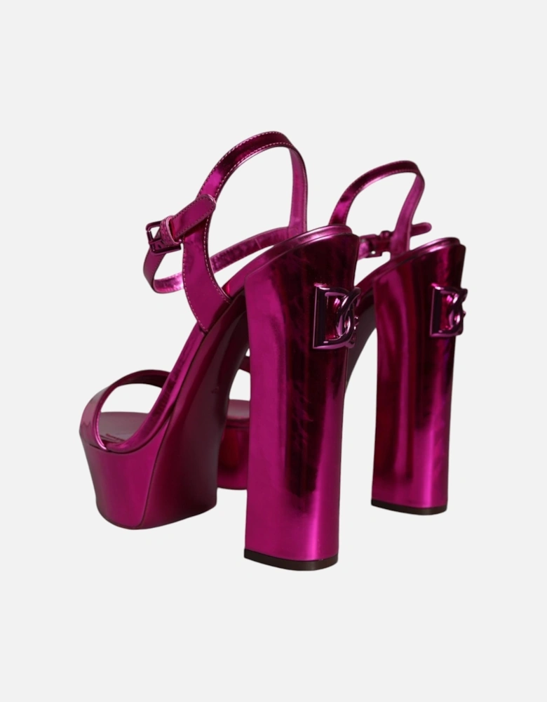 Ankle Strap Platform Sandals with Logo Embellishment Women - Fuchsia