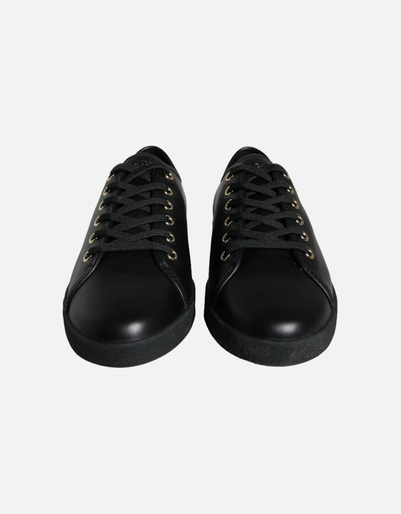 Black Gold Leather Classic Sneakers Shoes Women - Gold Black