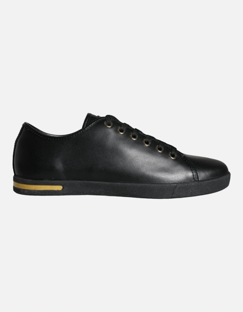 Black Gold Leather Classic Sneakers Shoes Women - Gold Black