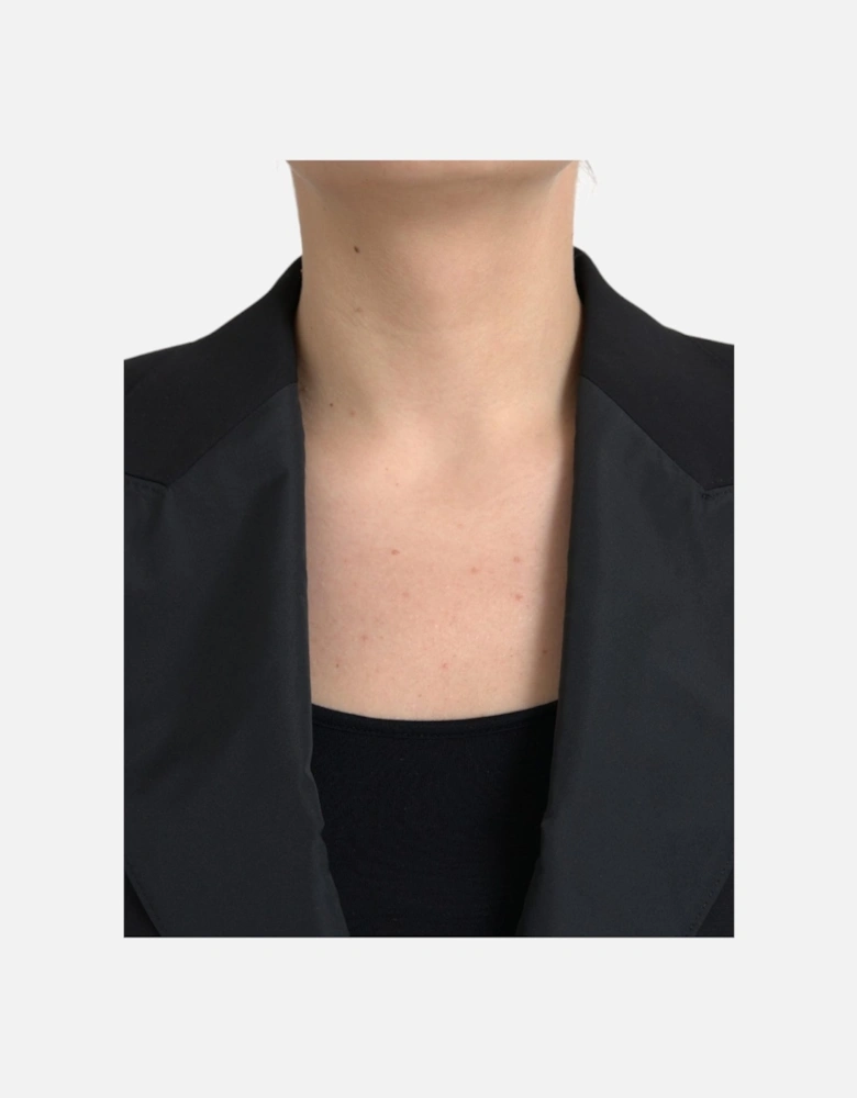 Polyester Blend Jacket with Satin Lapels and Puff Sleeves. Women -