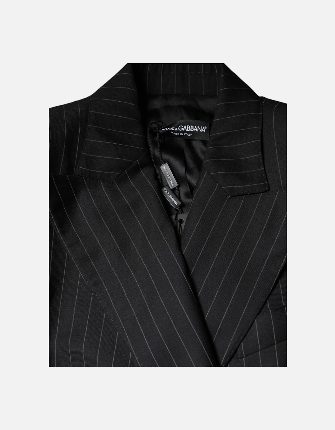 Striped Double-Breasted Virgin Wool Blazer Women - Black Suits