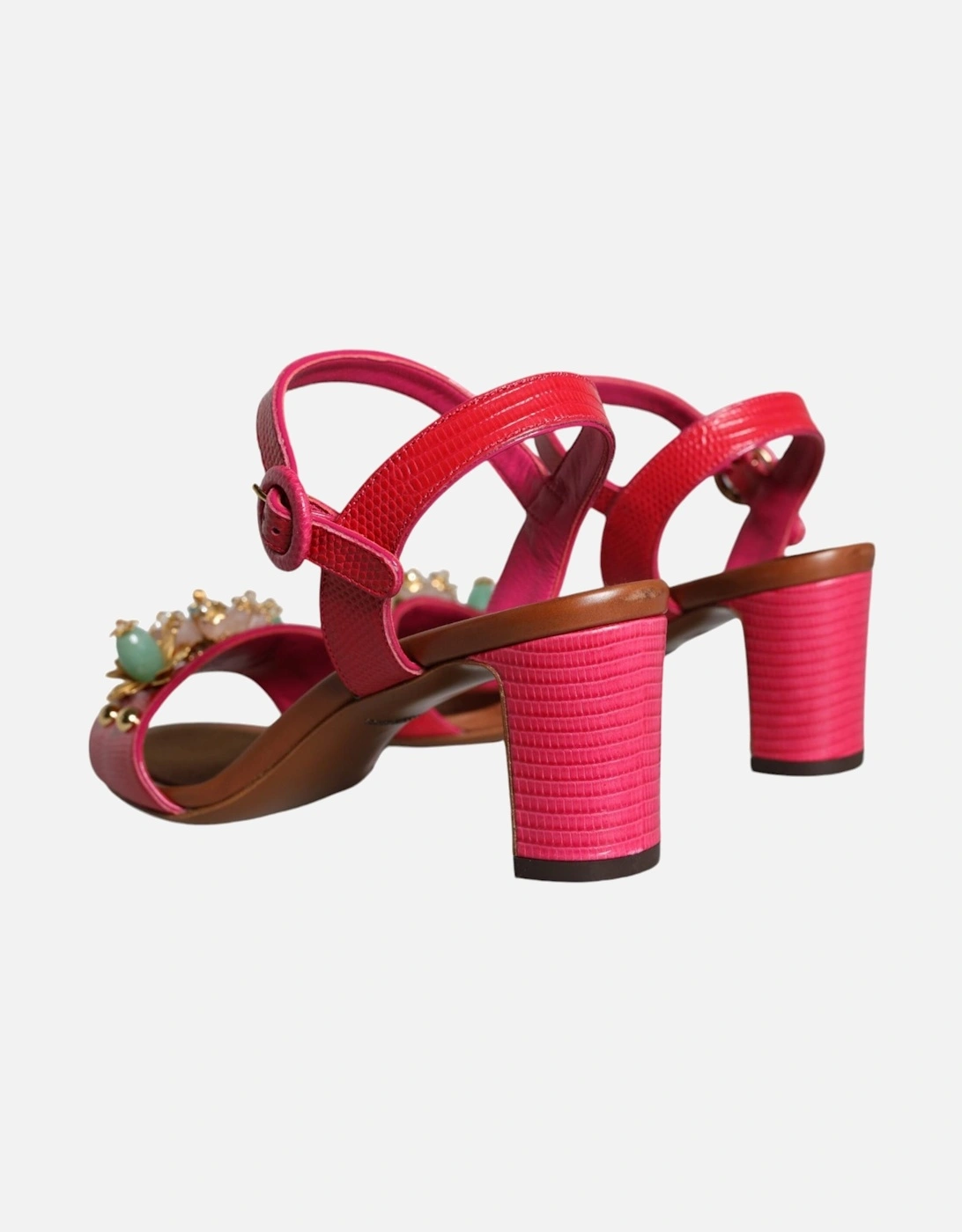 Fuchsia Leather Embellished Keira Sandals Shoes Women