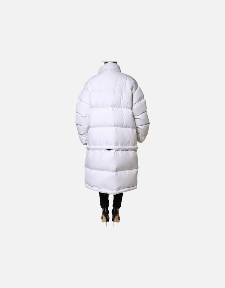Full Zip Puffer Jacket with Logo Details Women - White Jackets
