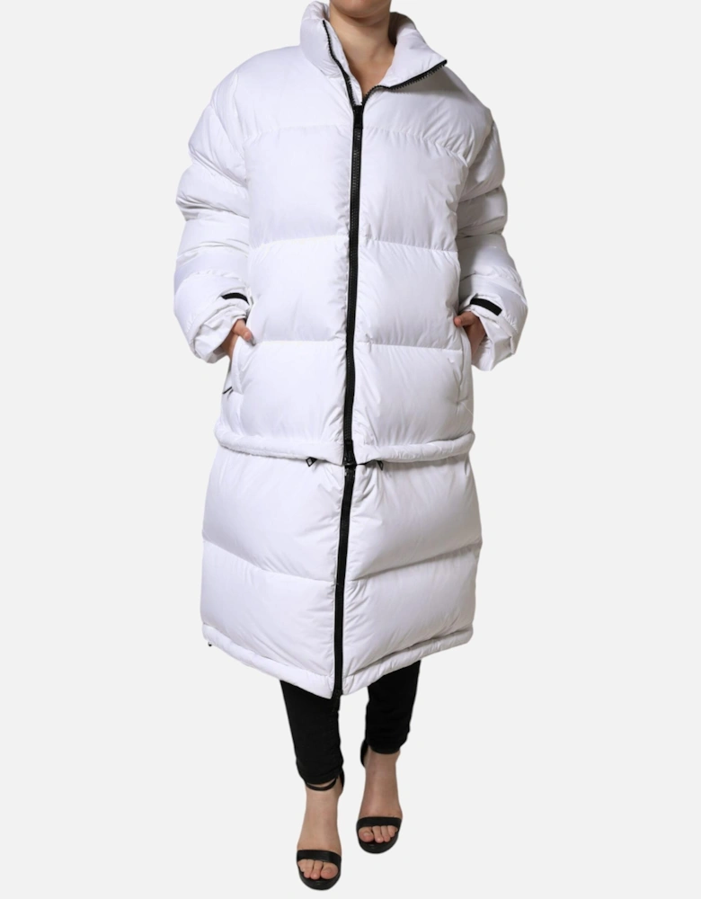 Full Zip Puffer Jacket with Logo Details Women - White Jackets