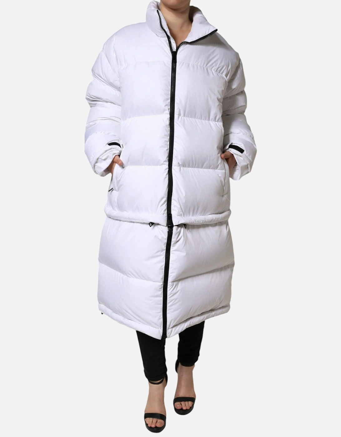 Full Zip Puffer Jacket with Logo Details Women - White Jackets, 6 of 5