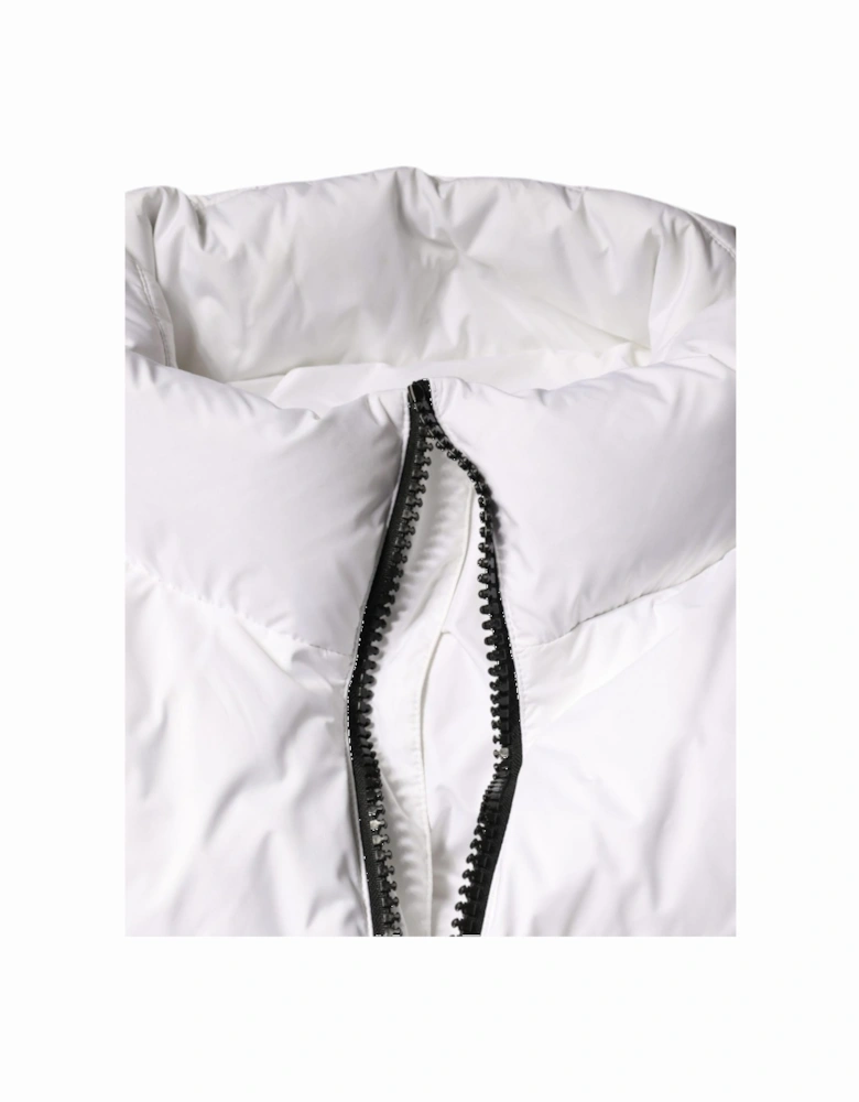 Full Zip Puffer Jacket with Logo Details Women - White Jackets