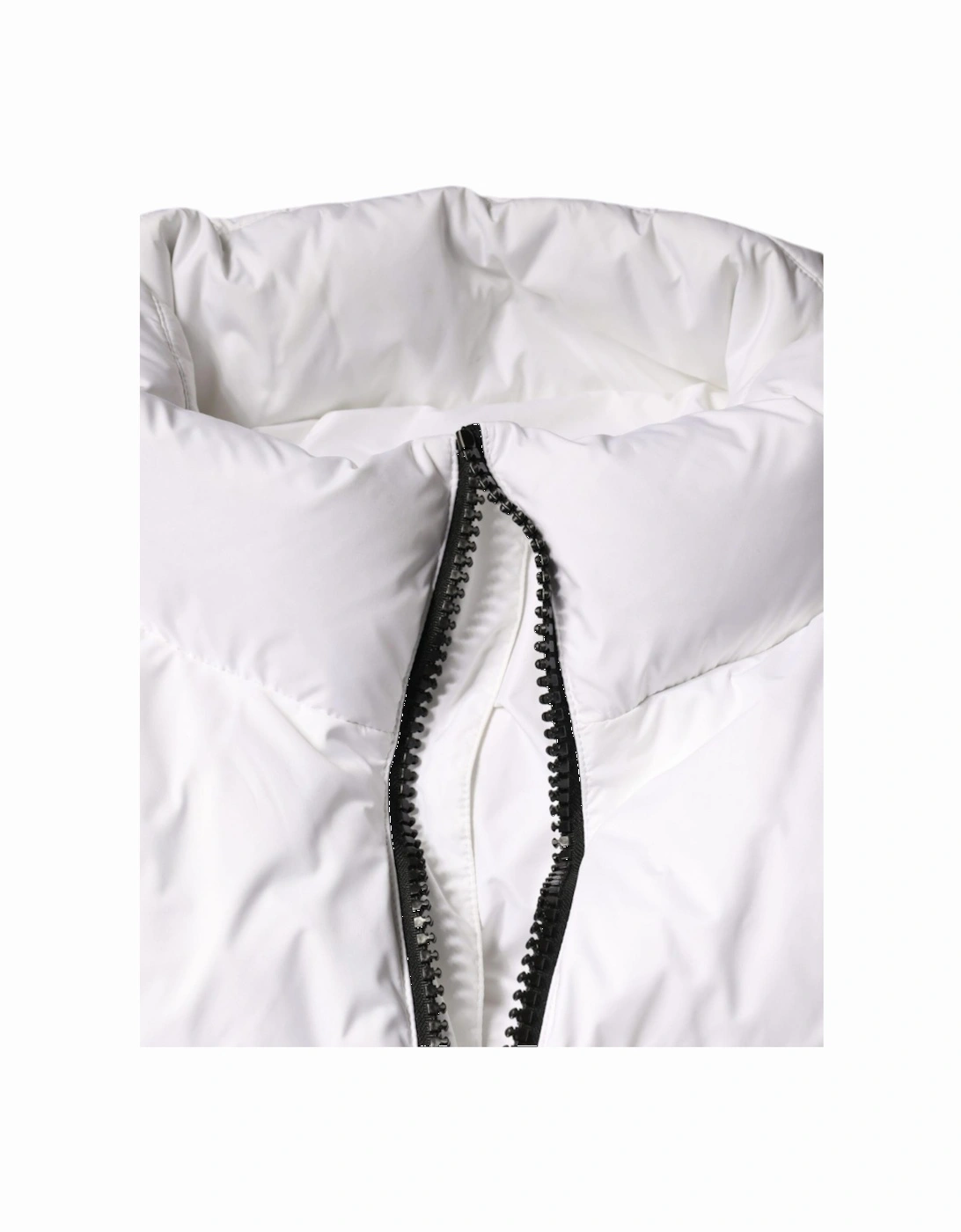 Full Zip Puffer Jacket with Logo Details Women - White Jackets