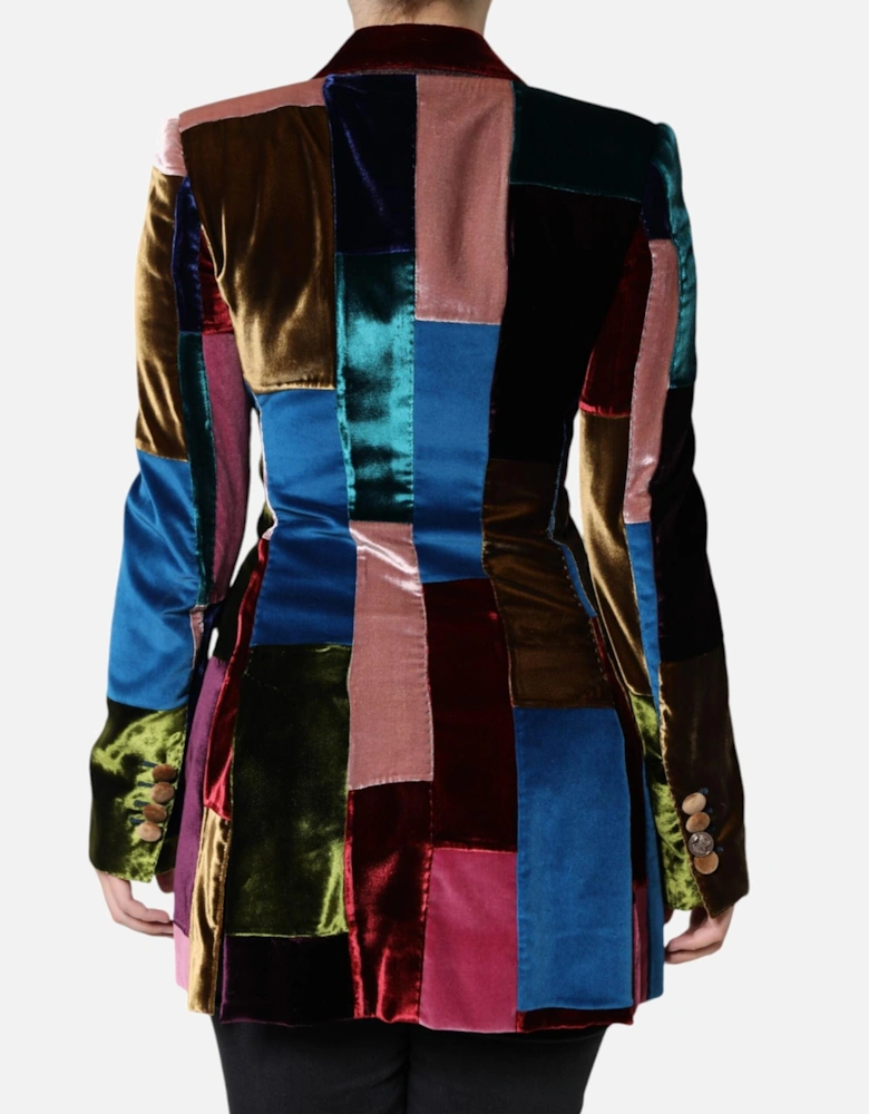 Double-Breasted Multicolor Patchwork Blazer Women Suits