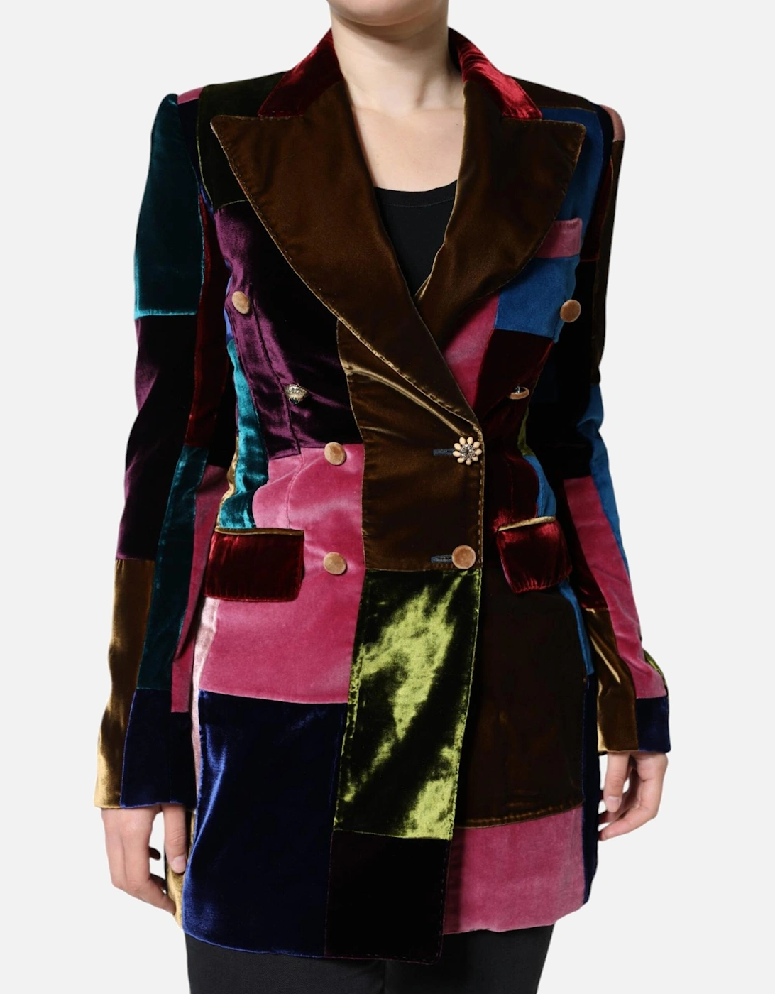 Double-Breasted Multicolor Patchwork Blazer Women Suits, 6 of 5