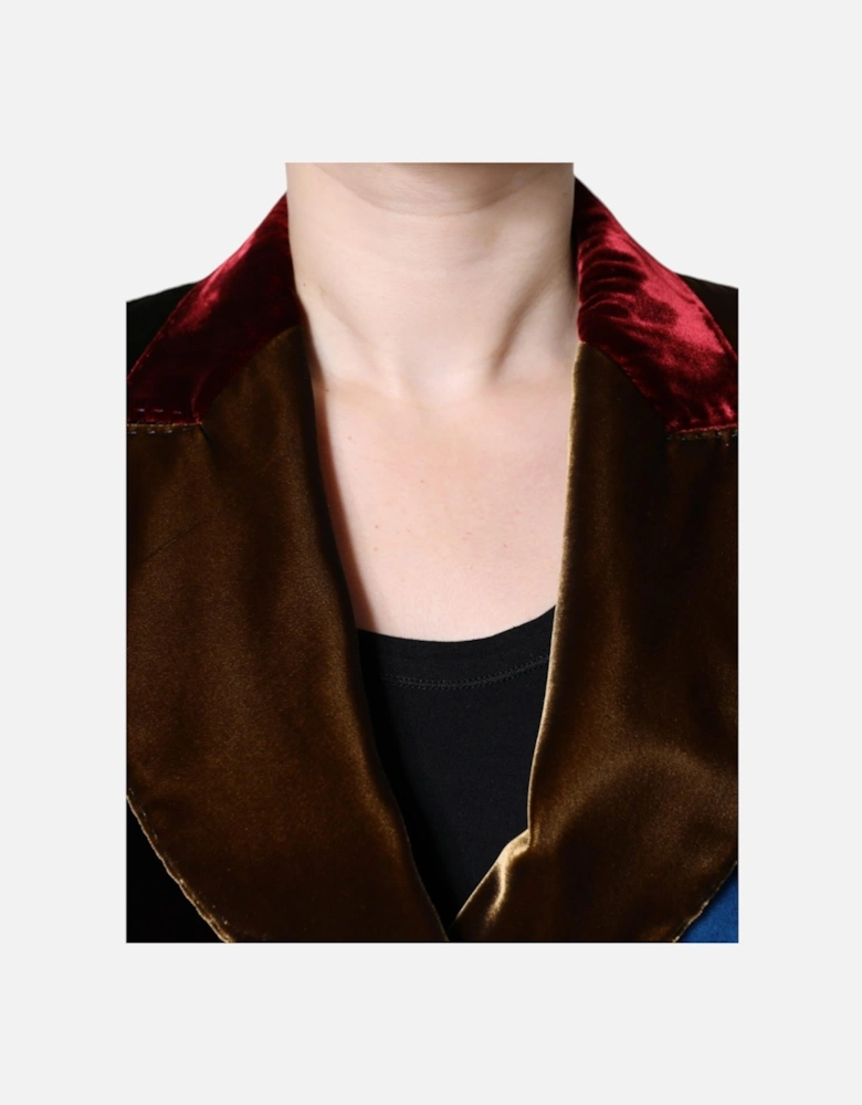Double-Breasted Multicolor Patchwork Blazer Women Suits