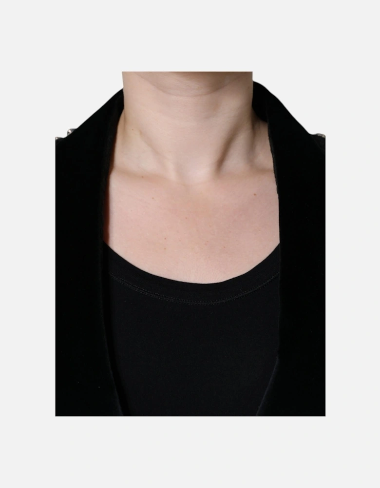 Single Breasted Embellished Jacquard Jacket Women - Black Jackets