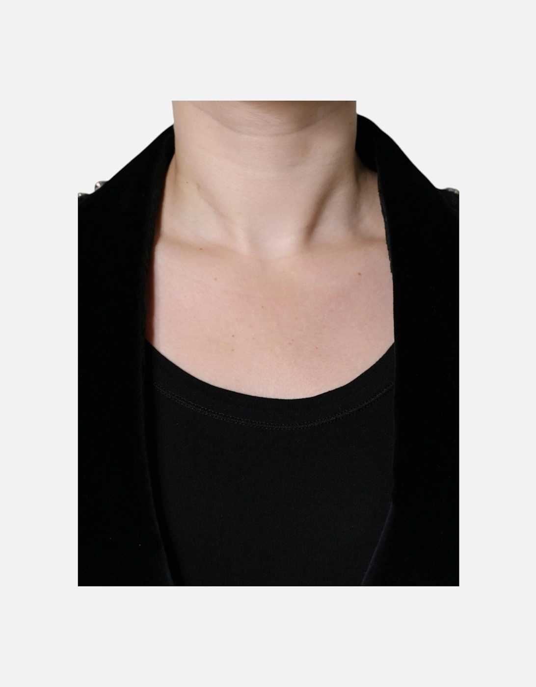 Single Breasted Embellished Jacquard Jacket Women - Black Jackets