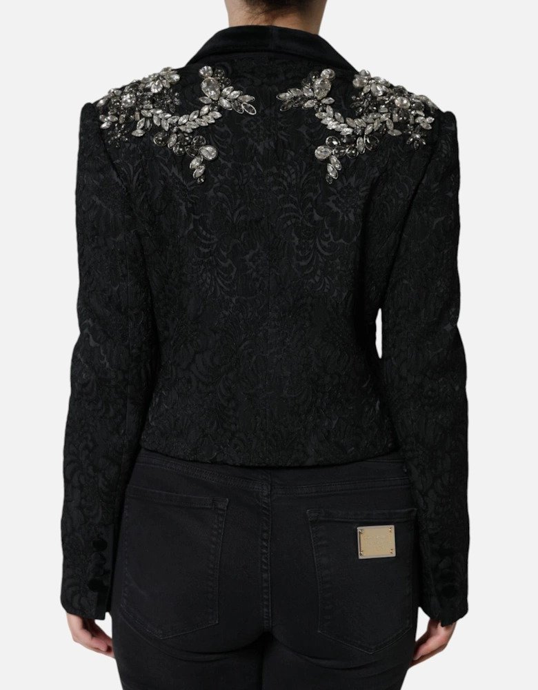 Single Breasted Embellished Jacquard Jacket Women - Black Jackets