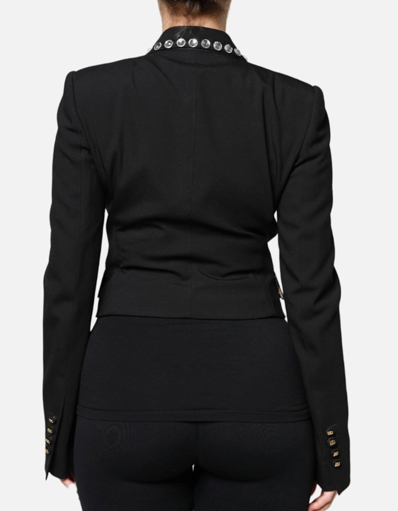 Double Breasted Embellished Coat Jacket Women - Black Jackets