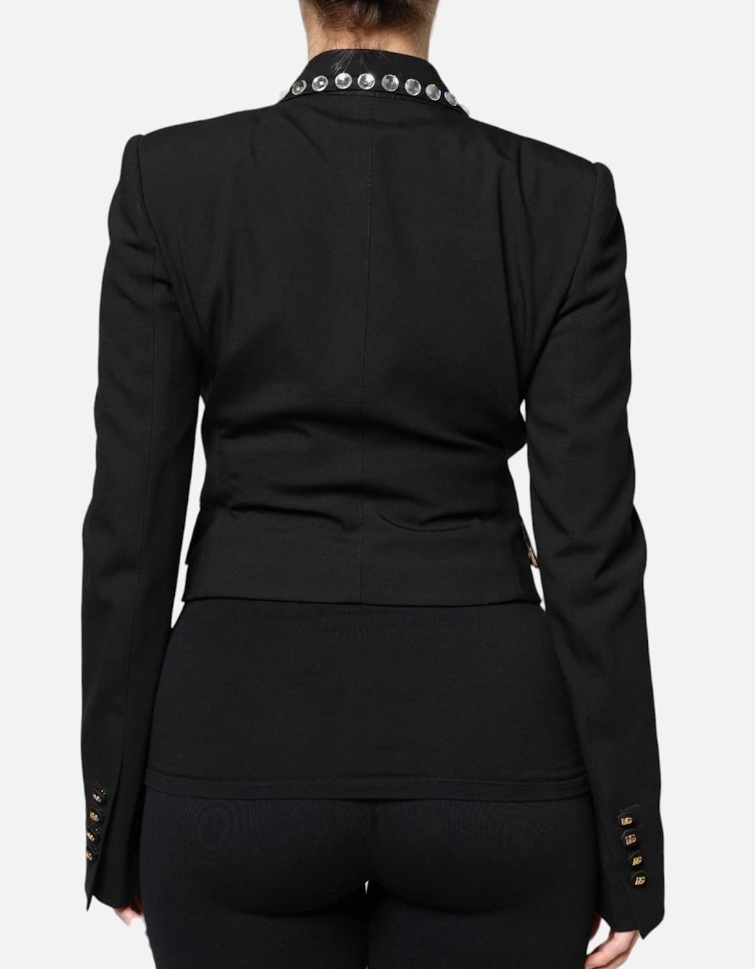 Double Breasted Embellished Coat Jacket Women - Black Jackets