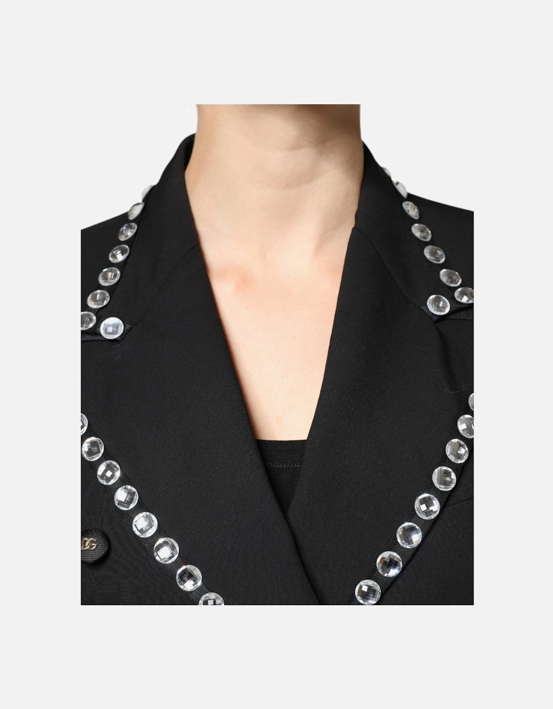 Double Breasted Embellished Coat Jacket Women - Black Jackets