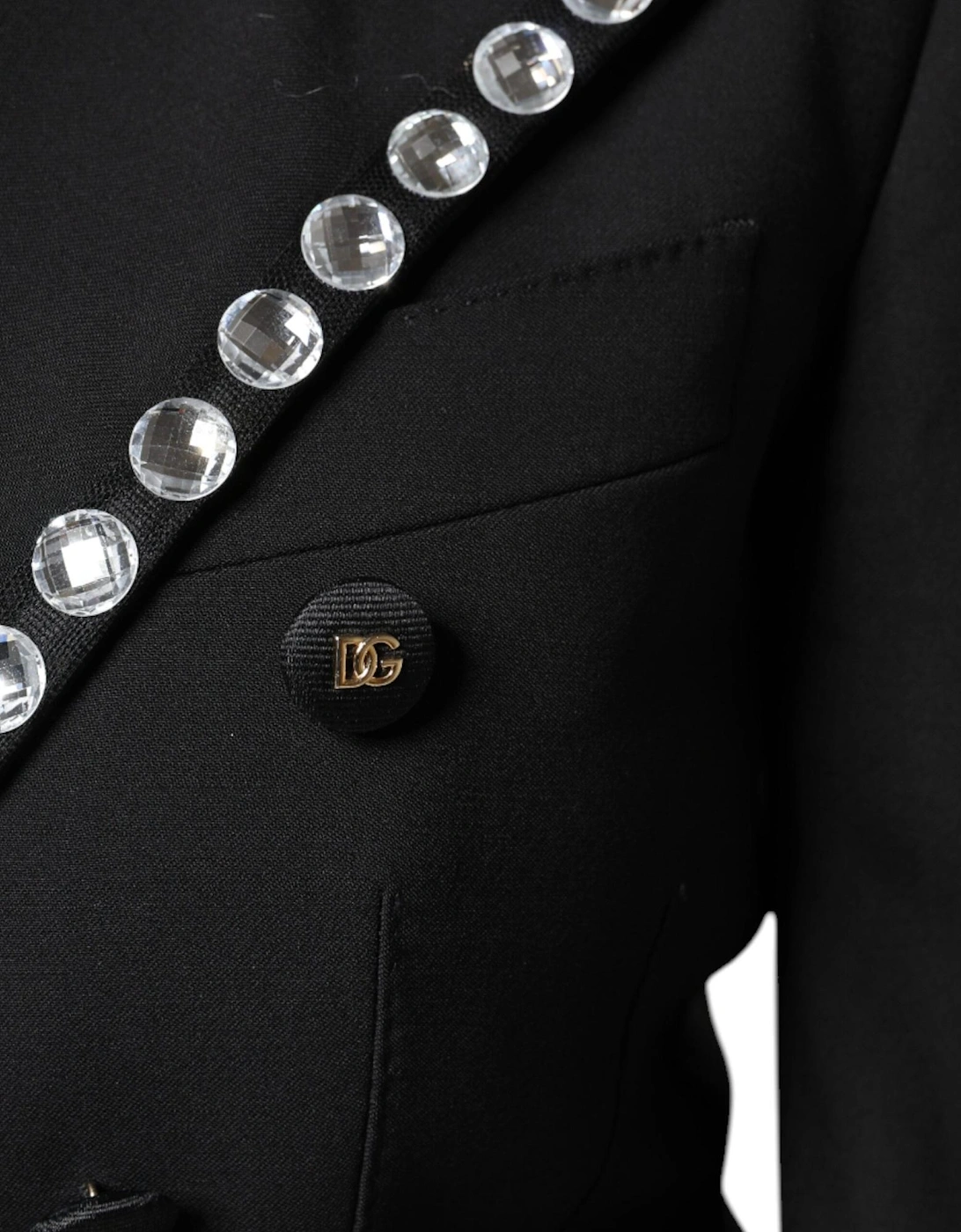 Double Breasted Embellished Coat Jacket Women - Black Jackets