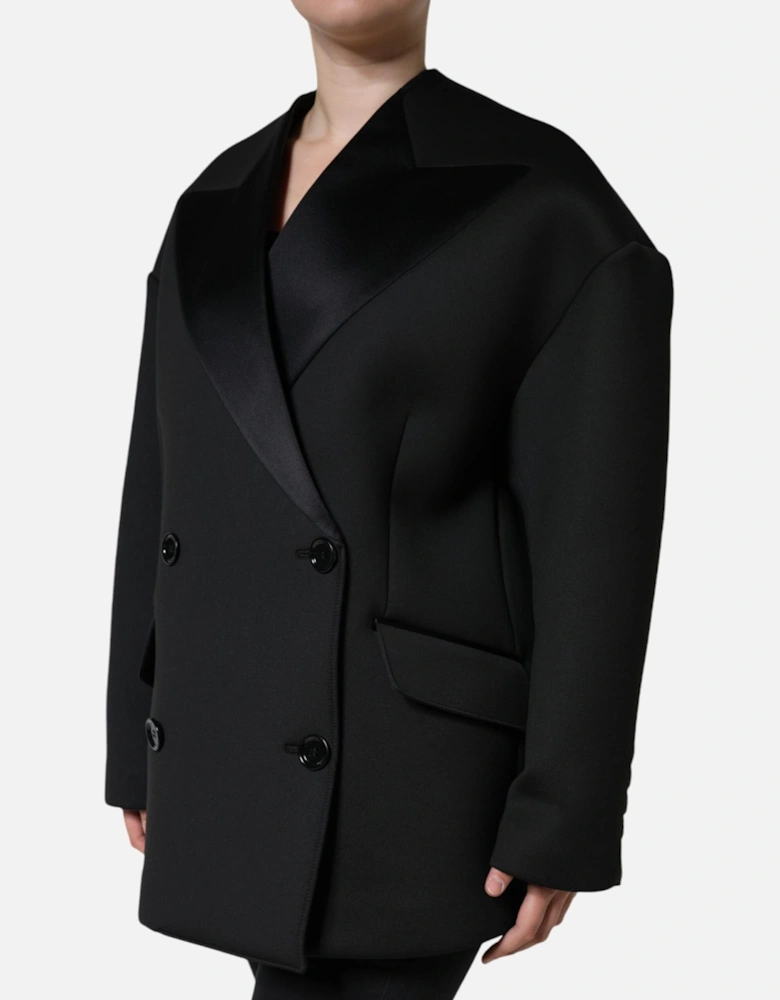 Double Breasted Coat Jacket with Button Closure Women - Black Jackets