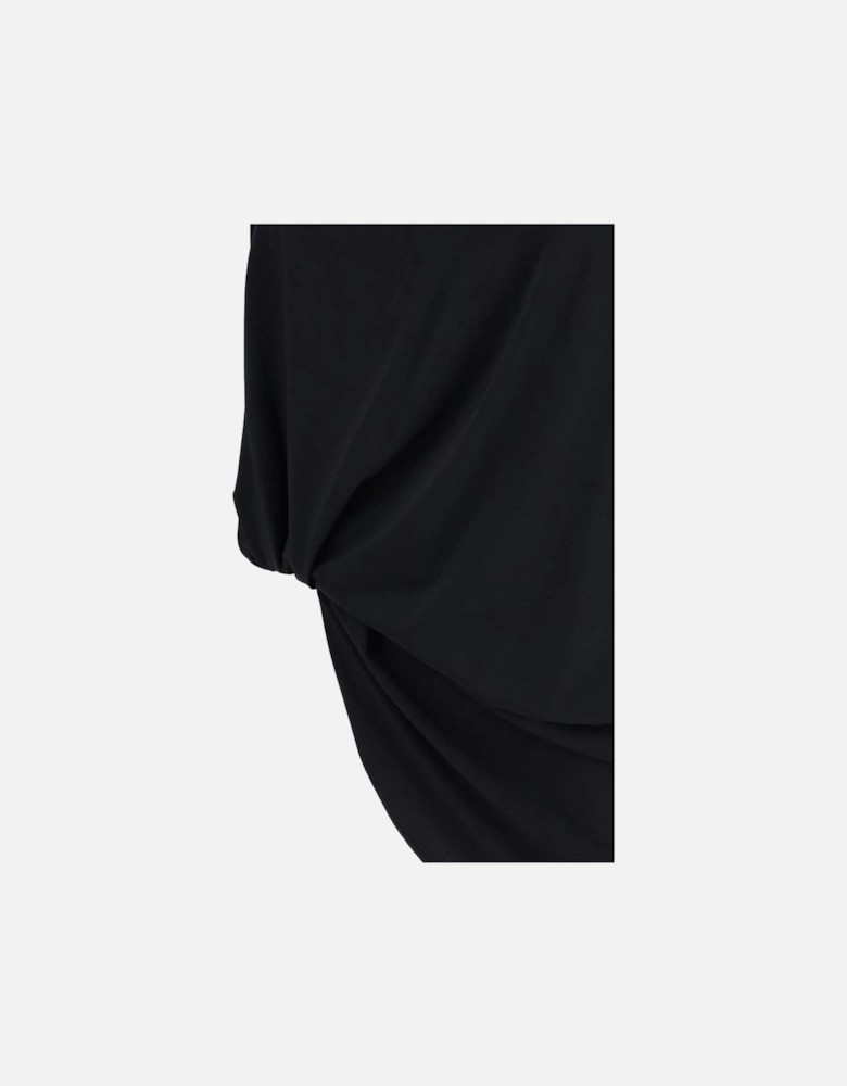 Sleeveless Crisscross Wide Collar Peplo Top Women - Black T-Shirts