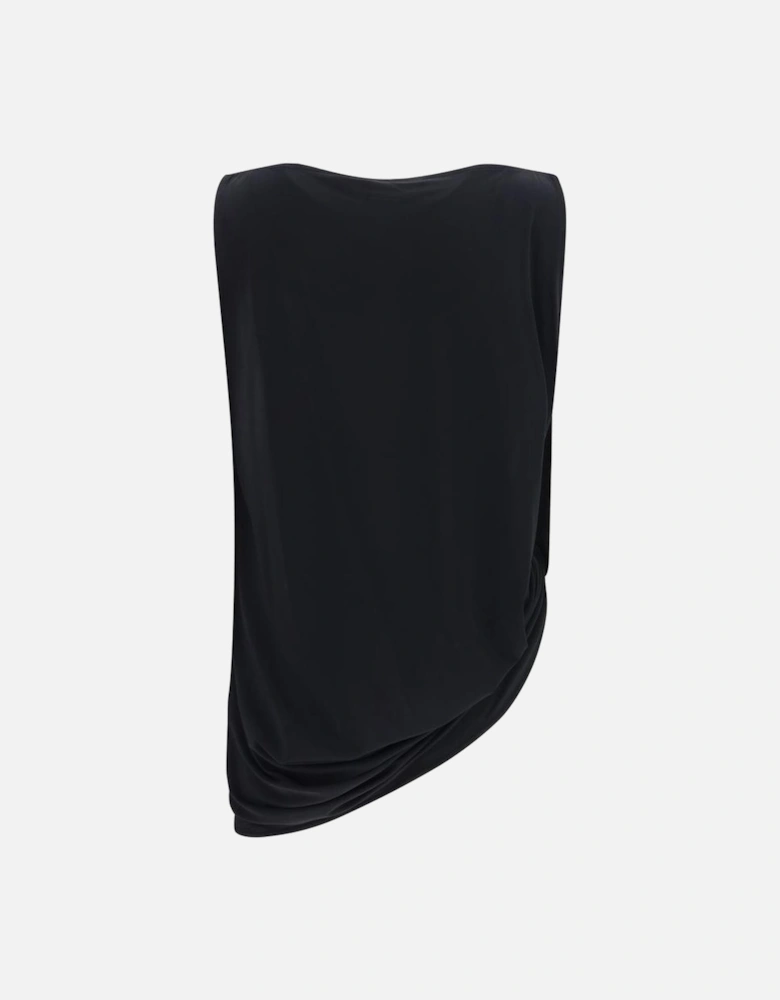 Sleeveless Crisscross Wide Collar Peplo Top Women - Black T-Shirts