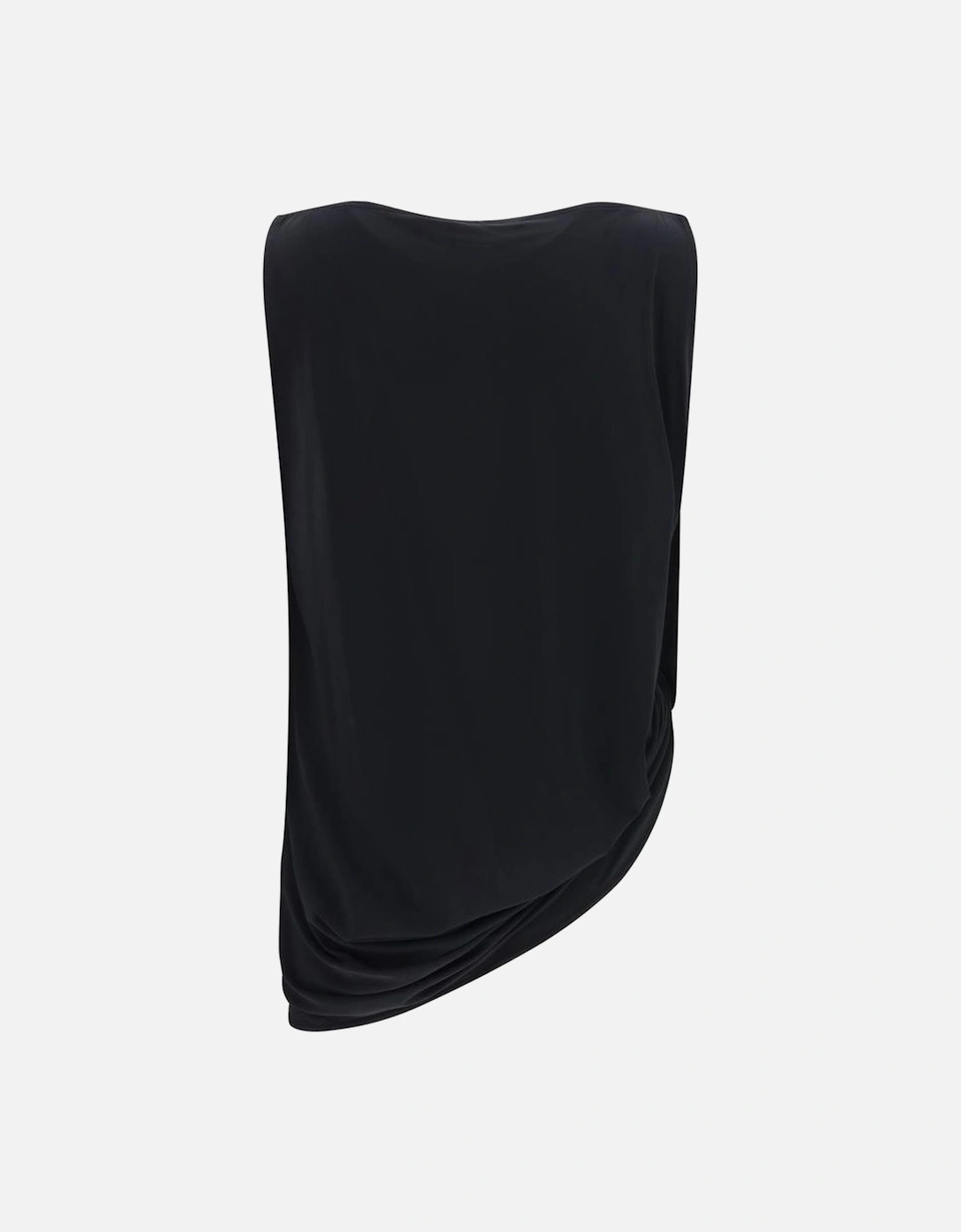 Sleeveless Crisscross Wide Collar Peplo Top Women - Black T-Shirts