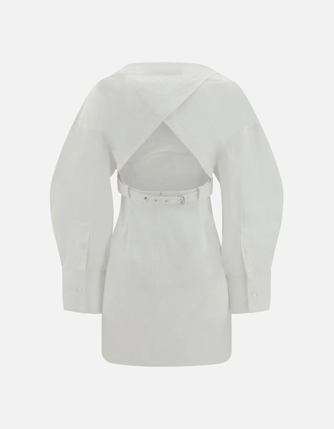 Off-Shoulder Balloon Sleeve Dress with Cut-Out Back Women - White