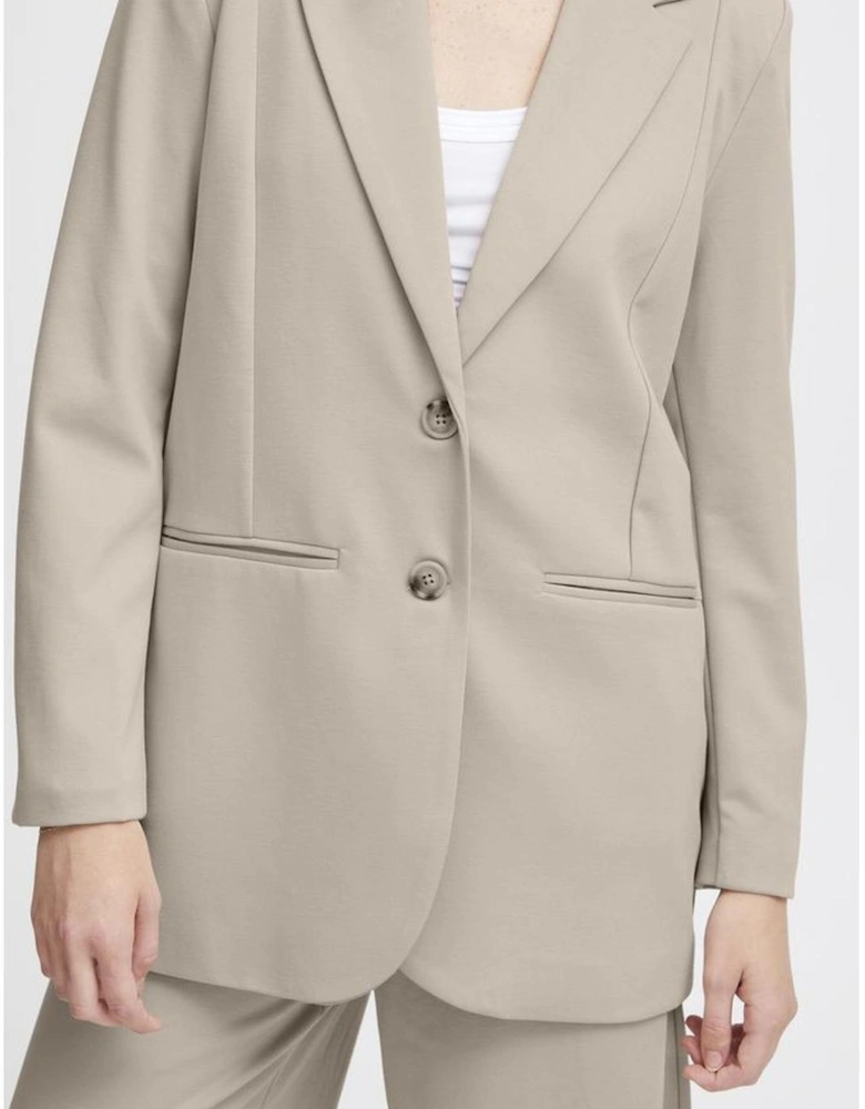 Womens Recycled Polyester Blend Jacket - Beige Suits